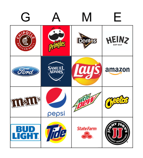 Super Bowl LV commercials BINGO Card