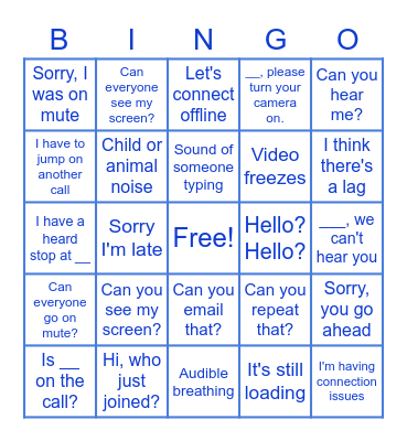 Conference Call Bingo Card