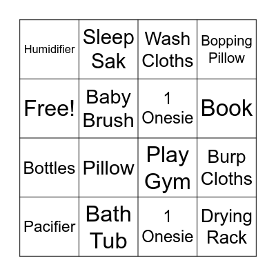 Baby Shower Bingo! Bingo Card
