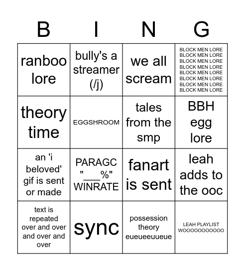 para gc bingo card Bingo Card