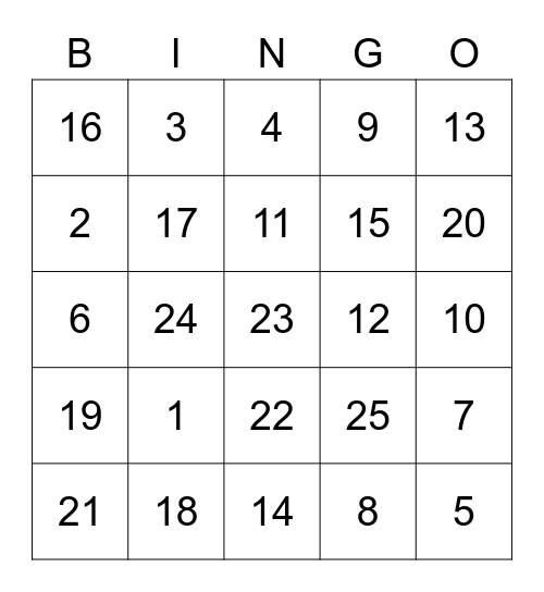 Home Bingo Card