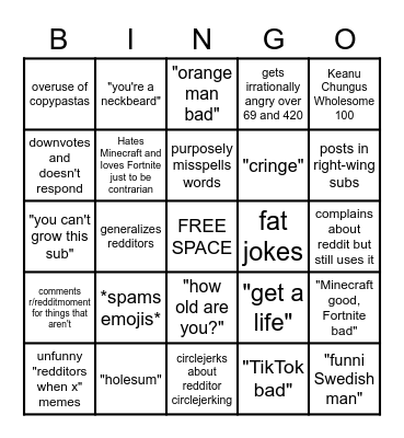 RM-tard Bingo Card