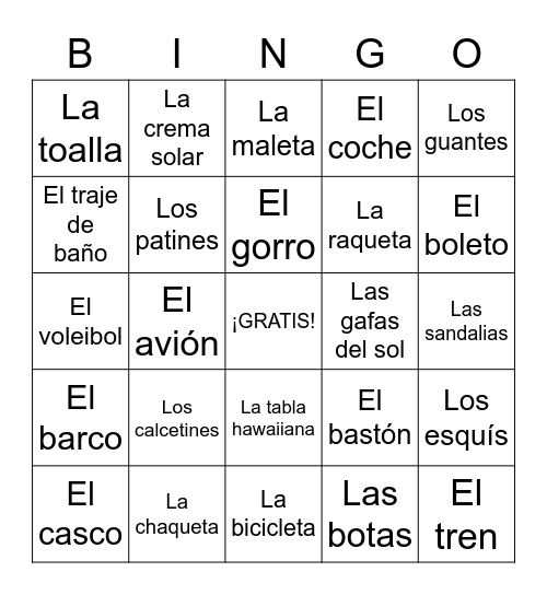 Objetos Directos Bingo Card