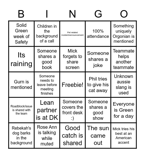 DK Bingo Card