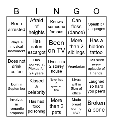 Plexus Bingo Card