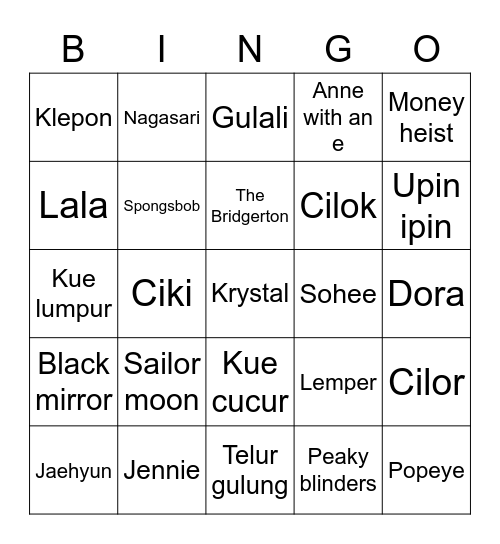 JIYOUNG Bingo Card