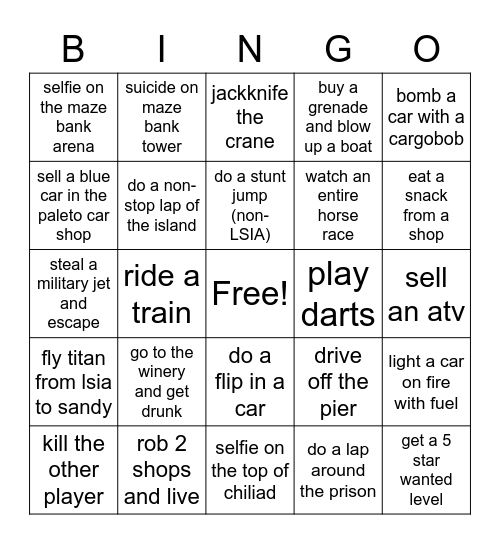 GTA bingo Card