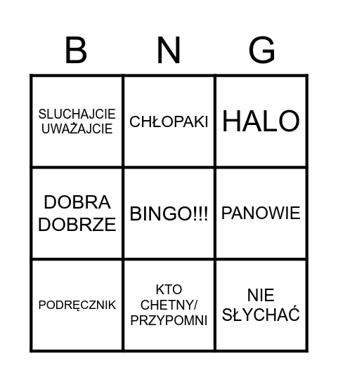 BINGO Card