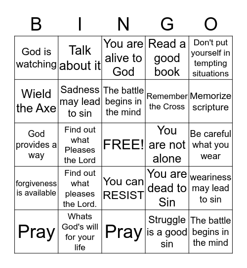 With Him I can  Bingo Card