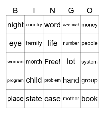 anglisht! Bingo Card