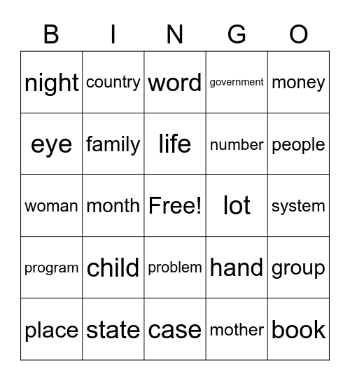 anglisht! Bingo Card