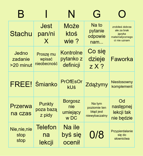 BORGOSZ BINGO Card