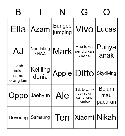 Bingo Maudy Bingo Card