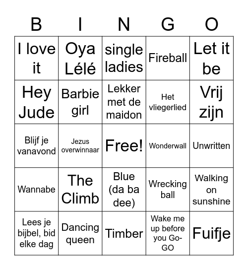 Levi Muziekbingo Card