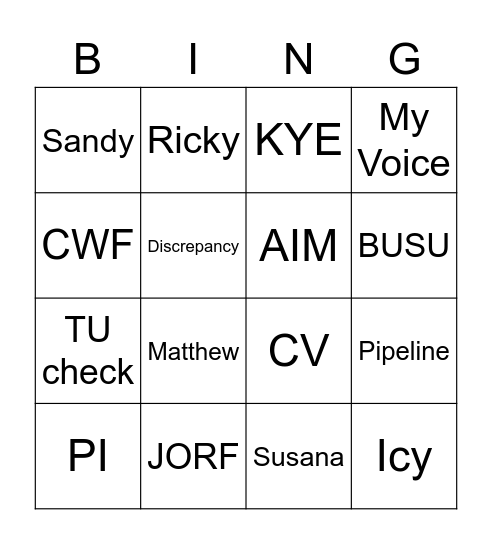 TAG 的日常 Bingo Card