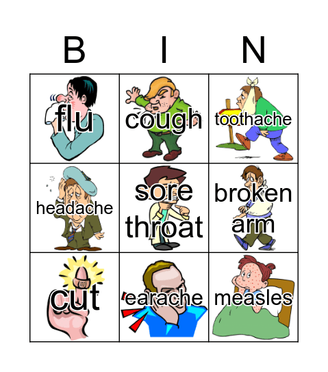 Health problems Bingo Card