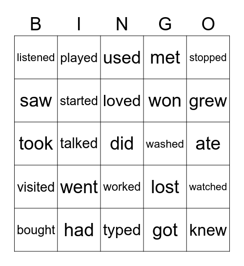 Regular and Irregular Bingo Card