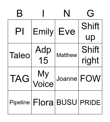 TAG 的日常 Bingo Card