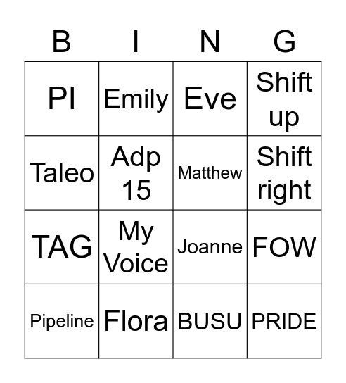 TAG 的日常 Bingo Card