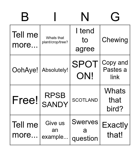 Thursday Afternoon Bing Bingo Card