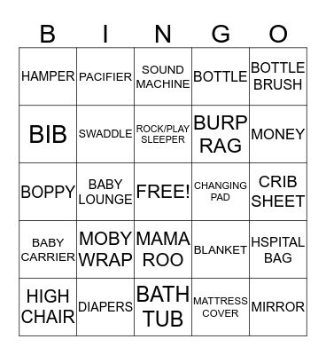 BABY SHOWER Bingo Card