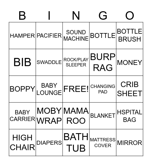 BABY SHOWER Bingo Card
