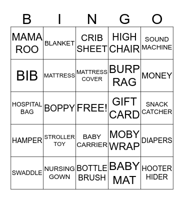 BABY SHOWER Bingo Card