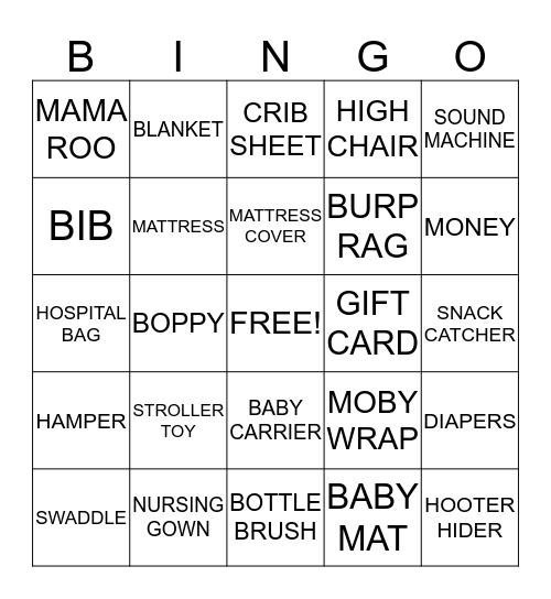 BABY SHOWER Bingo Card