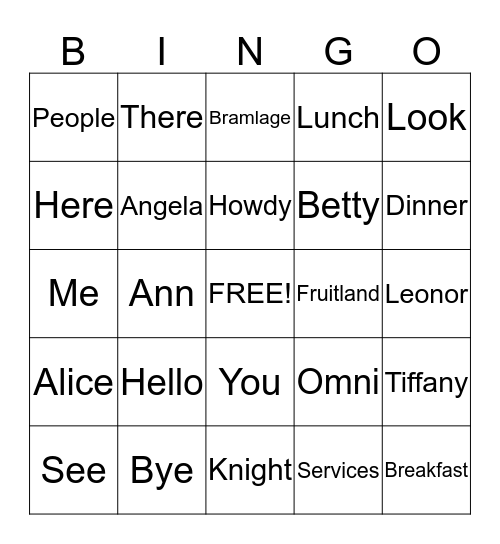 Peaches Bingo Card