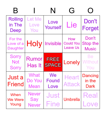 COA Awareness Bingo Card