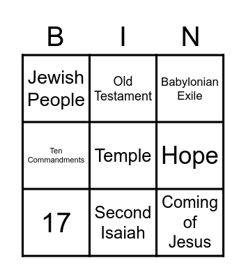 Prophets Give Hope Bingo Card