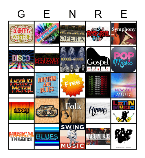 Music Styles BINGO Card
