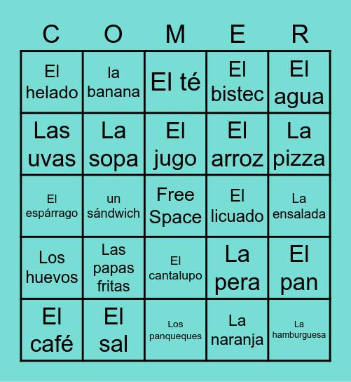 Comida Bingo Card