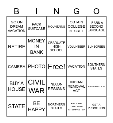 ASLdeafined.com (Achievements / Vacation / U.S. history) Bingo Card