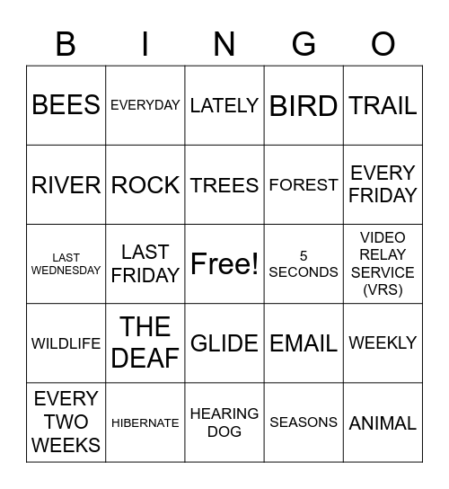 ASLdeafined.com (Nature / Time-10 / Tech for the Deaf) Bingo Card