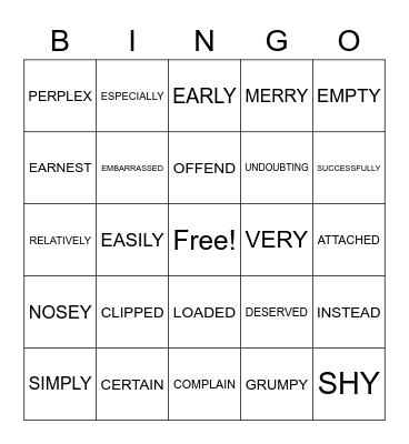 ASLdeafined. (Feelings-4 / Adverbs-4 / Verb-19) Bingo Card