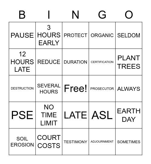 ASLdeafined.com (Interpreter terms / Earth Day / Legal terms-2) Bingo Card