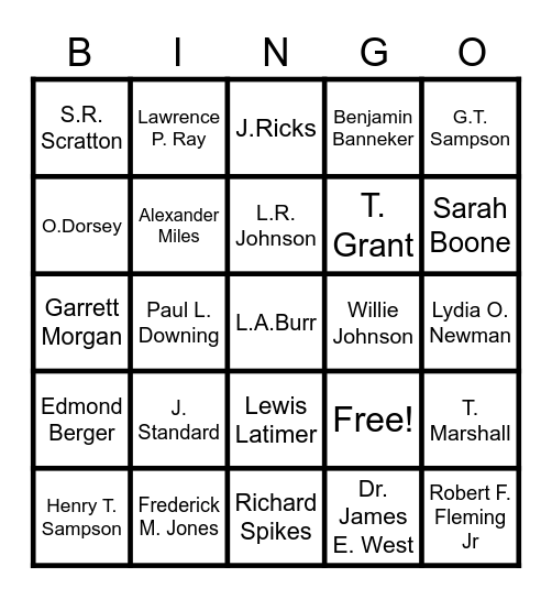 THE BLACK INNOVATORS Bingo Card