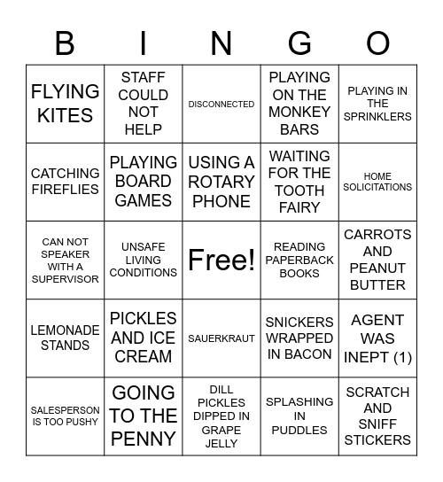 ASLdeafined.com (Backpack through time / Customer complaints / Cravings) Bingo Card