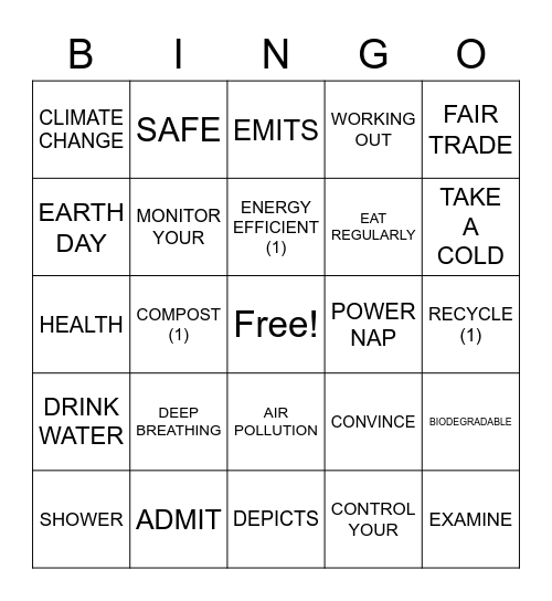 ASLdeafined.com (Eco friendly / Energized / Verb review-2) Bingo Card