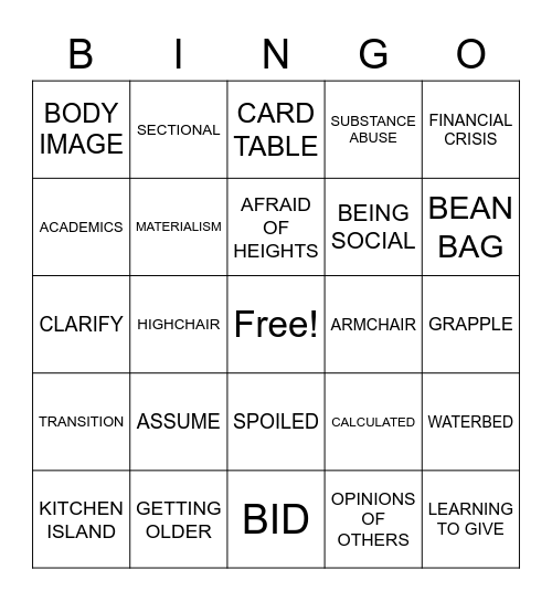 ASLdeafined.com (Fears & Challenges / Furniture / Verb review-4) Bingo Card