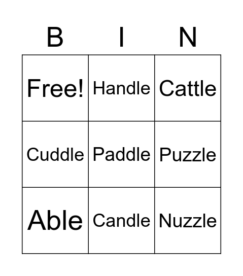 Spellingwords Feb.4 Bingo Card