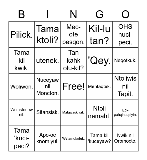 Module 1 (2) Bingo Card