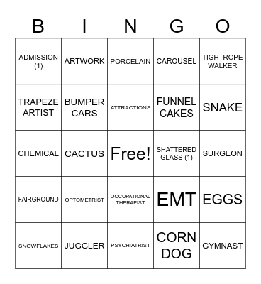 ASLdeafined.com (Going to the fair / Handle with care / Health care professions) Bingo Card