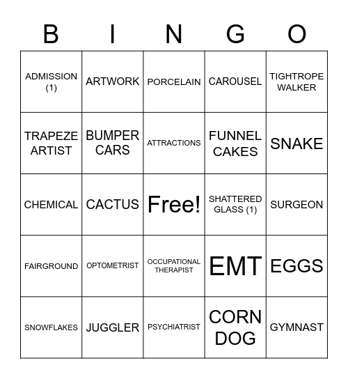 ASLdeafined.com (Going to the fair / Handle with care / Health care professions) Bingo Card