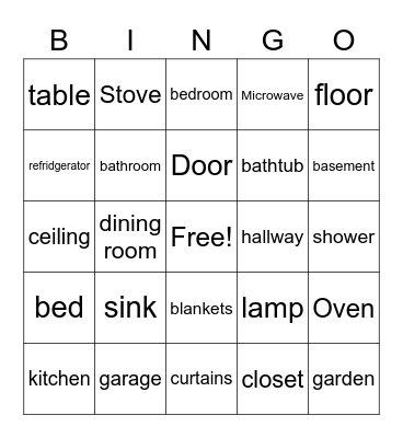 Das Haus - Zimmer und Möbel Bingo Card