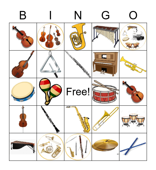 Instrument Family Bingo Card