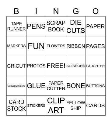 SCRAPBOOK BINGO Card