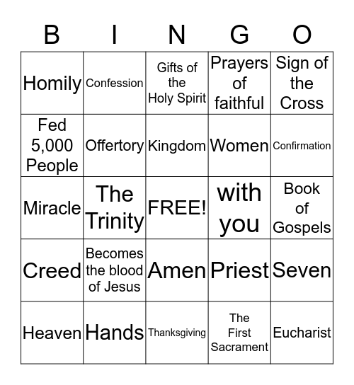 SACRAMENTAL  Bingo Card