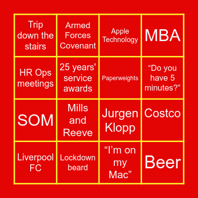 Jon-line Bingo Card